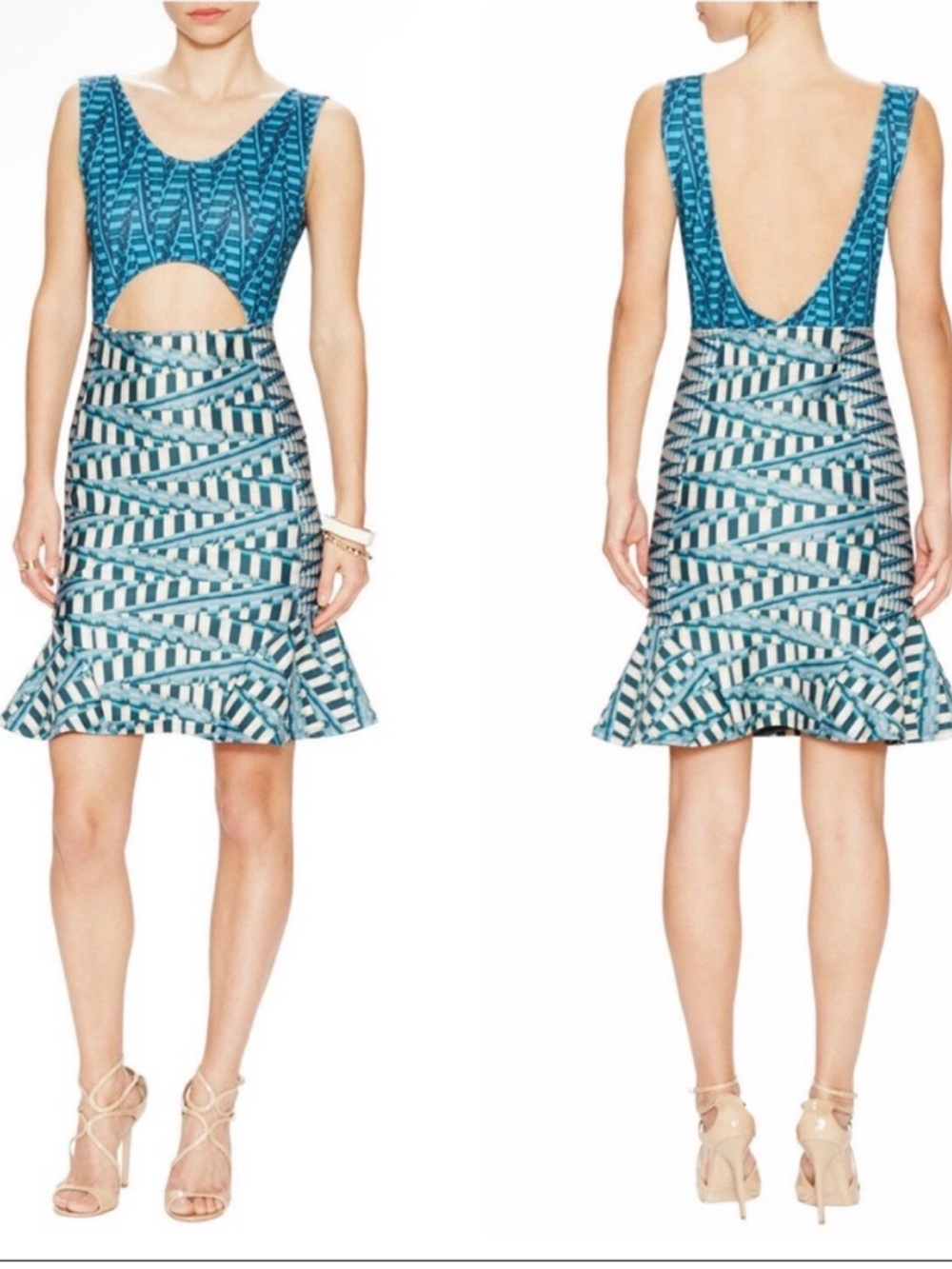 Ronny Kobo Lora Aqua Sleeveless Bodycon Dress M